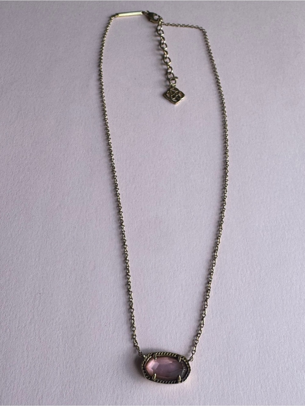 Kendra Scott Elise Rose Quartz light pink Pendant Necklace in Gold Tone